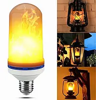 Лампа LED светодиодная с эффектом пламени огня 3 режима Е27 Led Flame Bulb