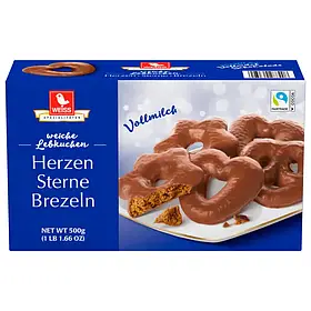 Пряники Weiss Lebkuchen Herzen Sterne Brezln Vollmilch 500g