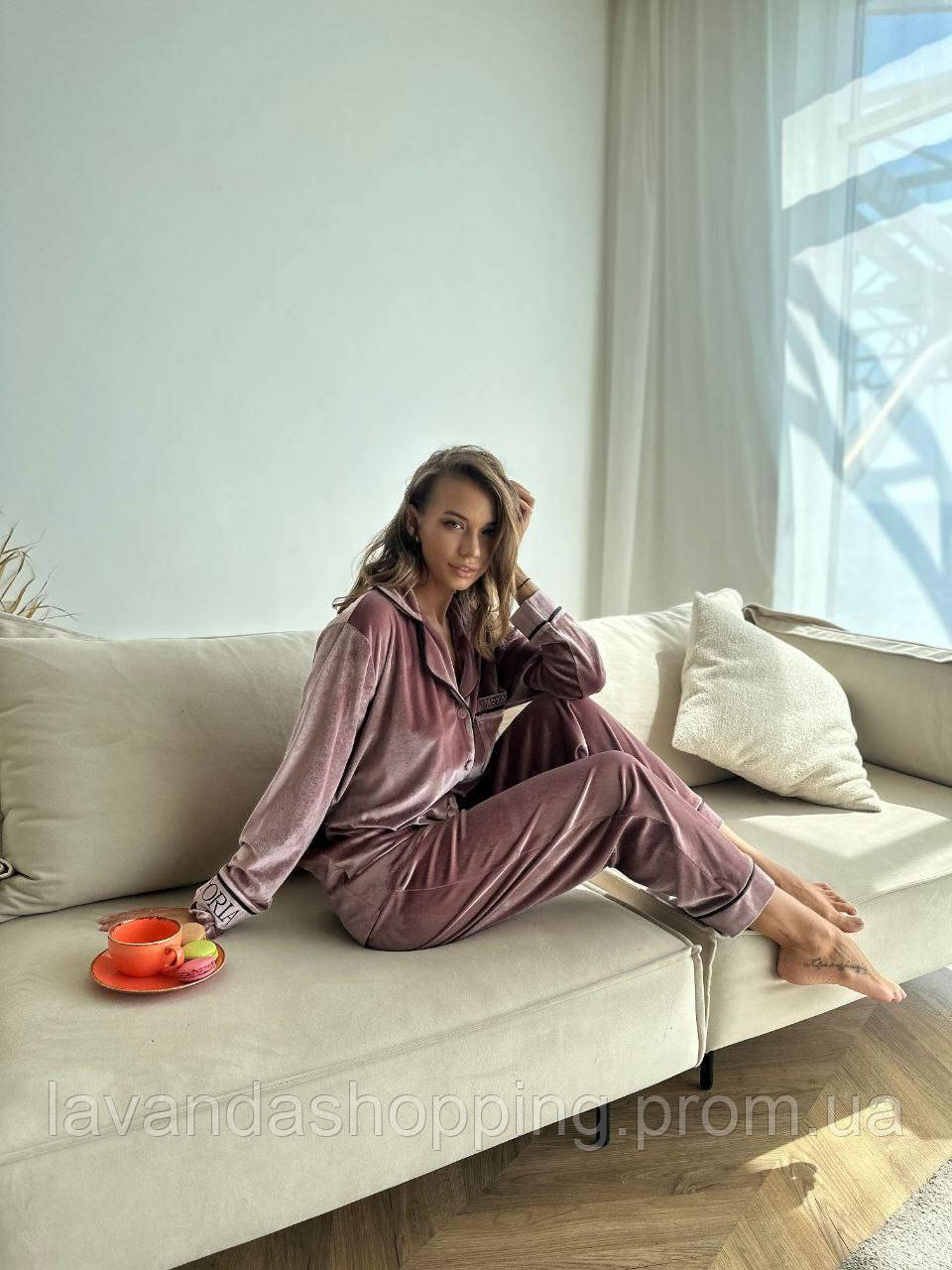 Женская стильная и мягкая бархатная пижама - фото 9 - id-p1989812433