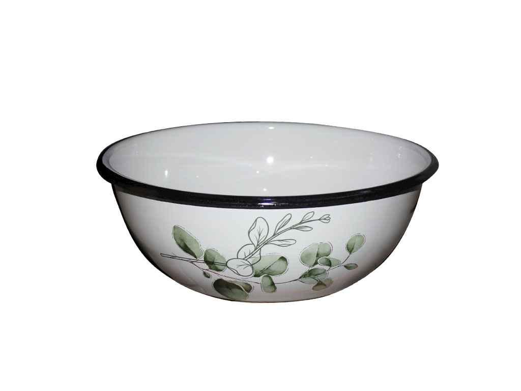 МИСКА ЕМАЛЬОВАНА 4,0Л/2 ЛИСТИКИ (БІЛА) (I0314/2) ТМIDILIA, фото 1