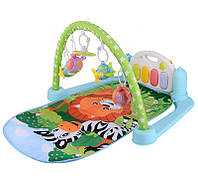 Детский музыкальный развивающий коврик с дугой и пианино Limo toy Счастливое детство Лев и зебра