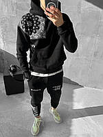Мужской спортивный костюм с рисунками (черно-белый) качественный молодежный комплект штаны худи sHH8