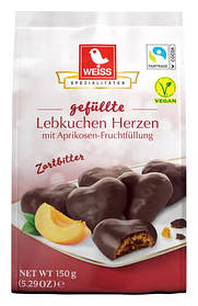 Пряники Weiss Gefullte Lebkuchen Herzen Aprikosen Zartbitter 150g