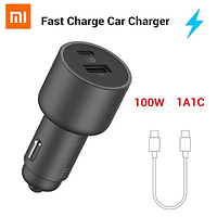 Комплект: автомобільний зарядний пристрій Xiaomi Mi Car Charger 100 W + кабель USB-C 1 метр