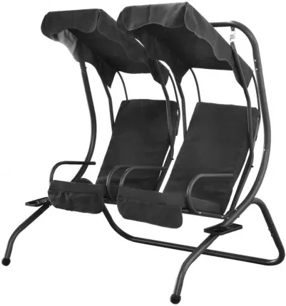 Садова та балконна гойдалка Sonic, 2-місна, темно-сіра, фото 1