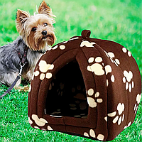 Мягкий домик лежанка для собак и кошек Pet Hut Коричневый 543IM-65