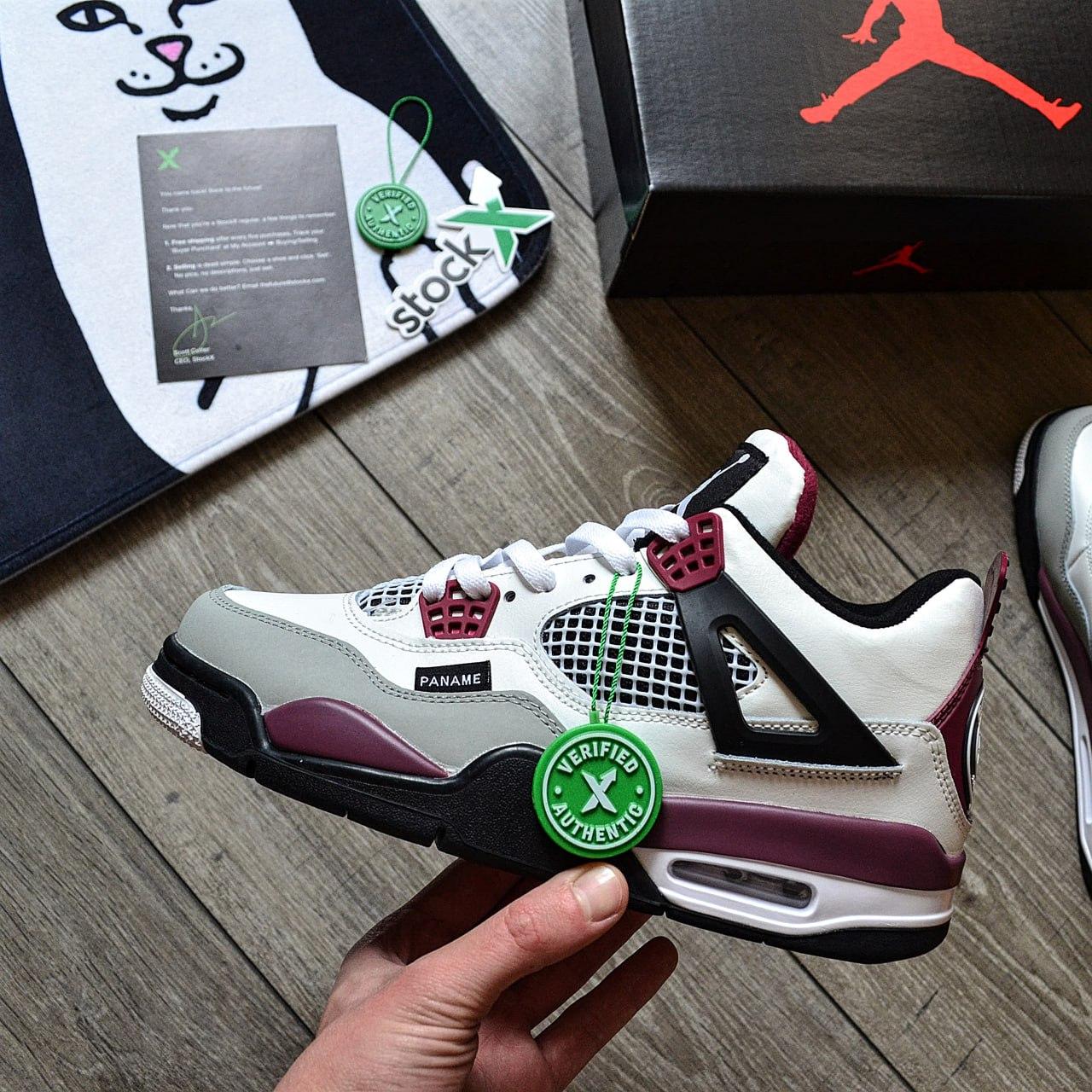 Чоловічі кросівкиNike PSG Air Jordan 4 Paname (Білі з фіолетовим) Взуття Найк Джордан нубук текстиль демісезон В'єтнам