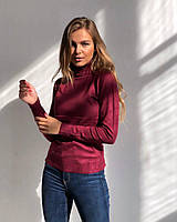 Кашеміровий бордовий стильний гольф водолазка жіночий трикотажний під горло розмір 42-46