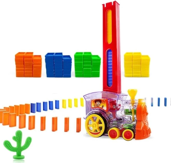 Развивающая игрушка поезд-домино DOMINO Happy Truck 100 шт + кактус BK322-01 - фото 7 - id-p1989888122