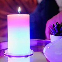 Восковая декоративная свеча с этим пламенем и LED подсветкой Soft Light magic 7 цветов RGB BK322-01
