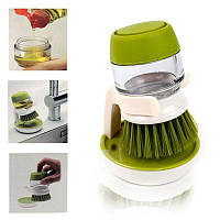 Кухонная щётка для мытья с дозатором для жидкого мыла Jesopb Soap Brush салатовая, и