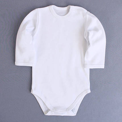 Білий боді для новонародженого з довгим рукавом інтерлок бавовна 100% від українського виробника, фото 1