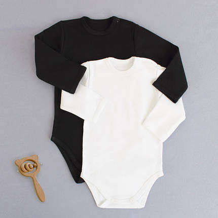 Білий боді для новонародженого з довгим рукавом інтерлок бавовна 100% від українського виробника, фото 2