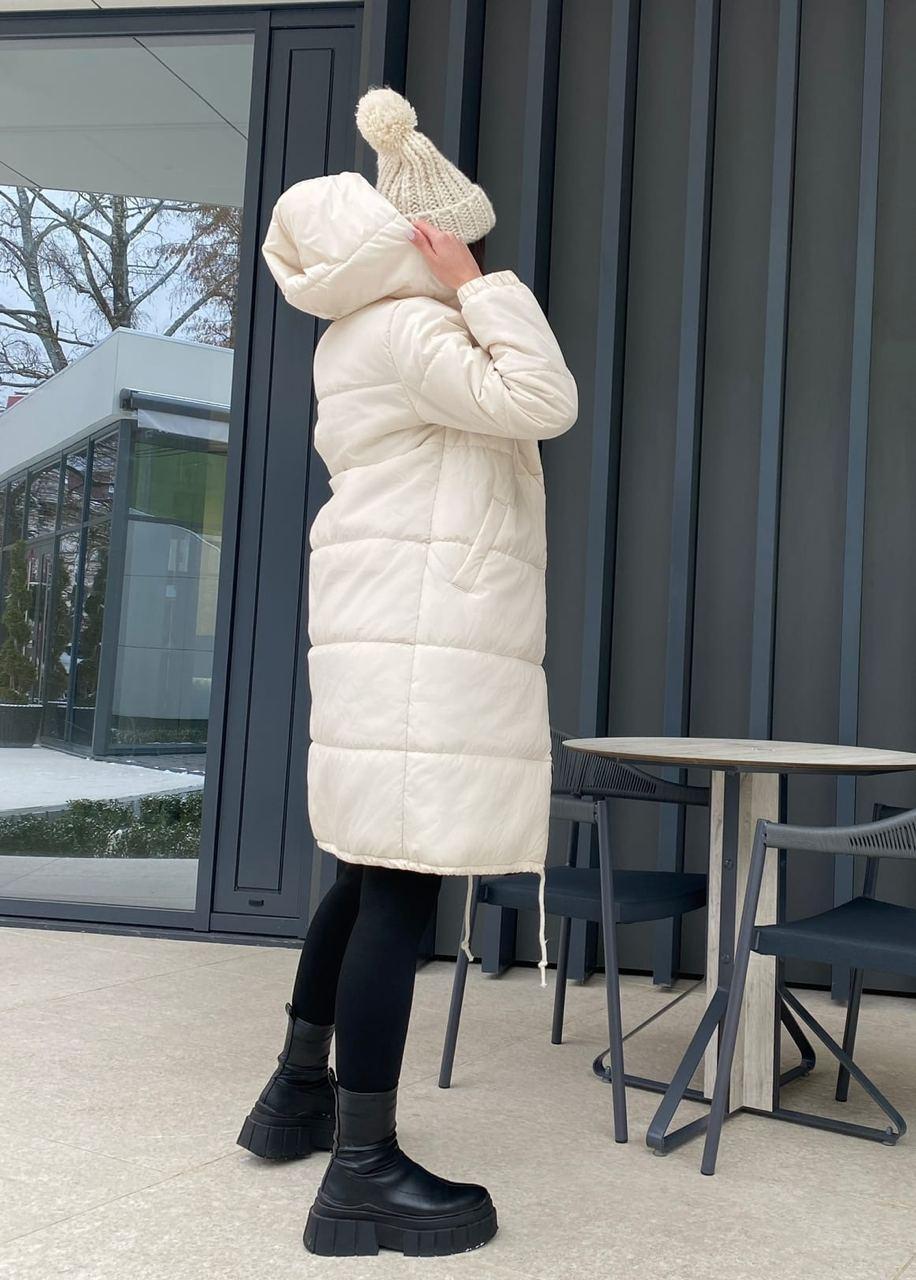 Зимняя теплая женская куртка с капюшоном модная стильная теплая куртка на молнии синтепон 300 пуховик еврозима Бежевый, 42 - фото 2 - id-p1989913602