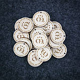 Персоналізовані дерев'яні круглі теги бирки для декору одягу, продуктів ручної роботи, фото 4