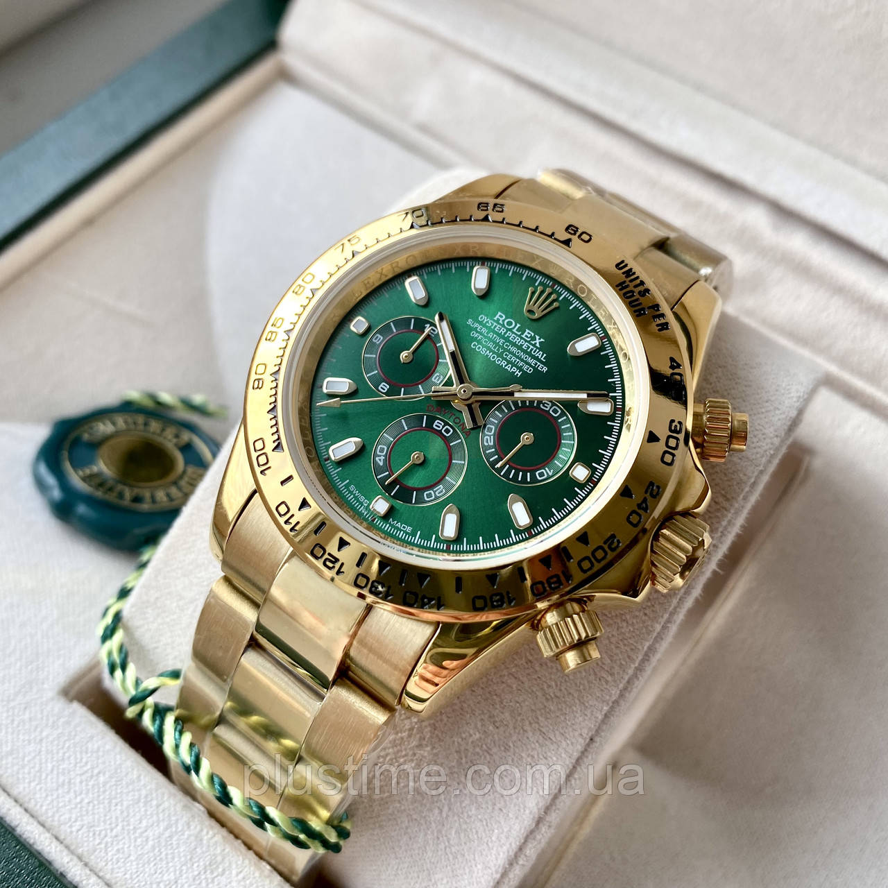 Чоловічий годинник Rolex Daytona Cosmograph Gold Green AAA наручний з автопідзаводом і сапфіровим склом