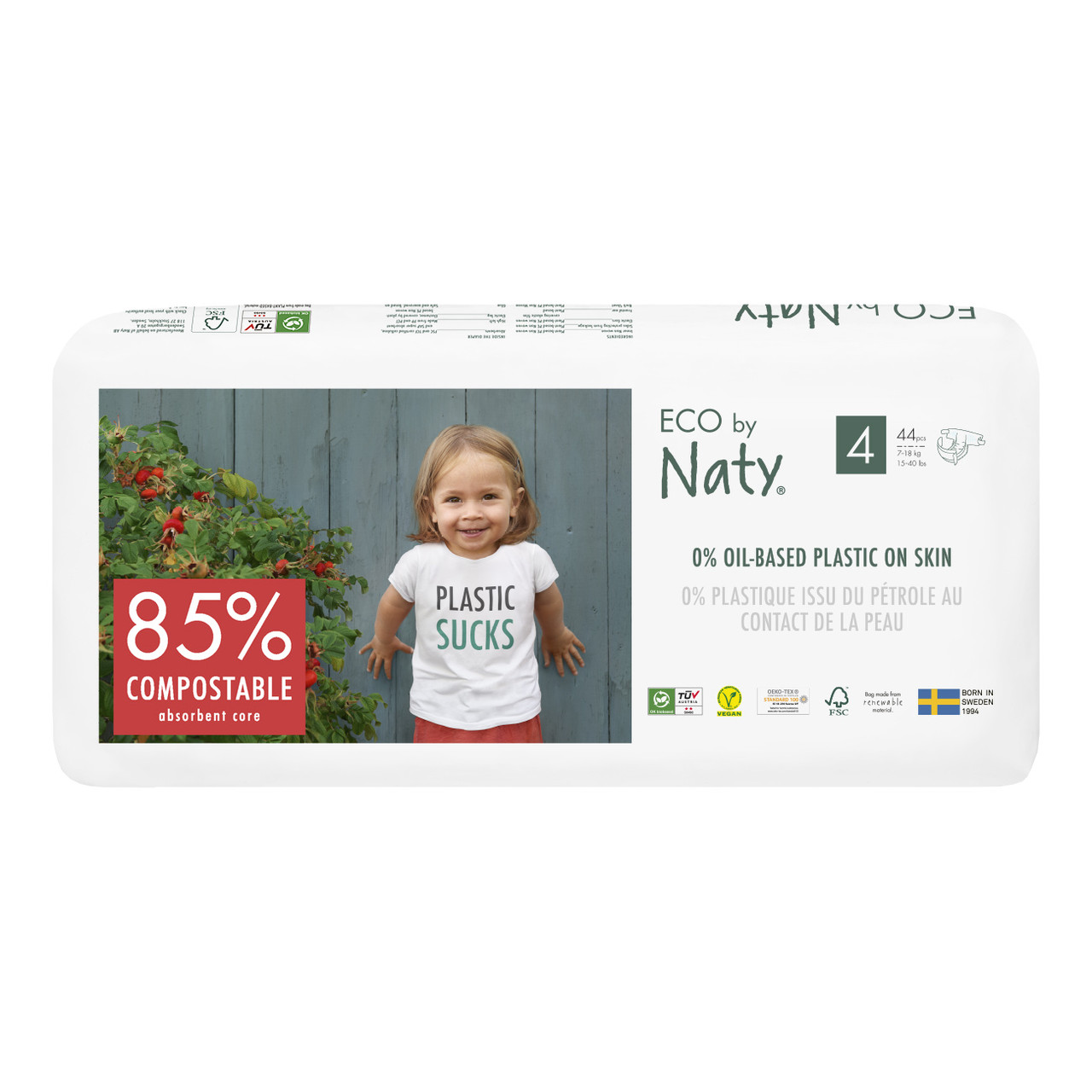 Органічні підгузники Eco by Naty Розмір 4 (від 7 до 18 кг) 44 шт