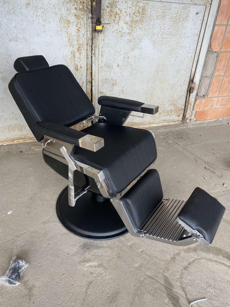 Крісло перукарське для barbershop Елегант Люкс-диск чорний, шкірозамінник Чорний (FrizelTM)
