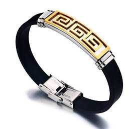 Чоловічий браслет на руку зі сталевими вставками CQ Versace (каучуковий, довжина 20 см)