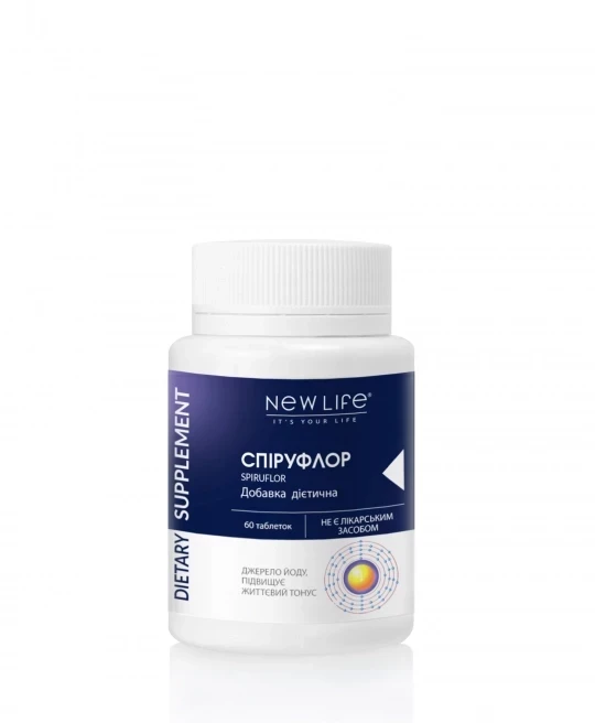 БАД Спіруфлор зі спіруліною і казеїном 60 таблеток Нове життя, фото 1