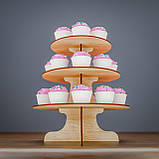 Дерев'яна підставка для капкейків і мафінів, триярусна, фото 3