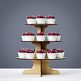 Дерев'яна підставка для капкейків і мафінів, триярусна, фото 5