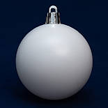 Набір ялинкових іграшок - кулі, 12 шт, D6 см, білий, матовий, пластик (892029), фото 2