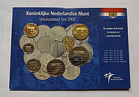 Нидерланды 2001 годовой набор unc монет. 6 монет в картонном блистере..