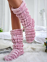 Стильні махрові шикарні хатні жіночі чобітки. Арт-4830 рожевий