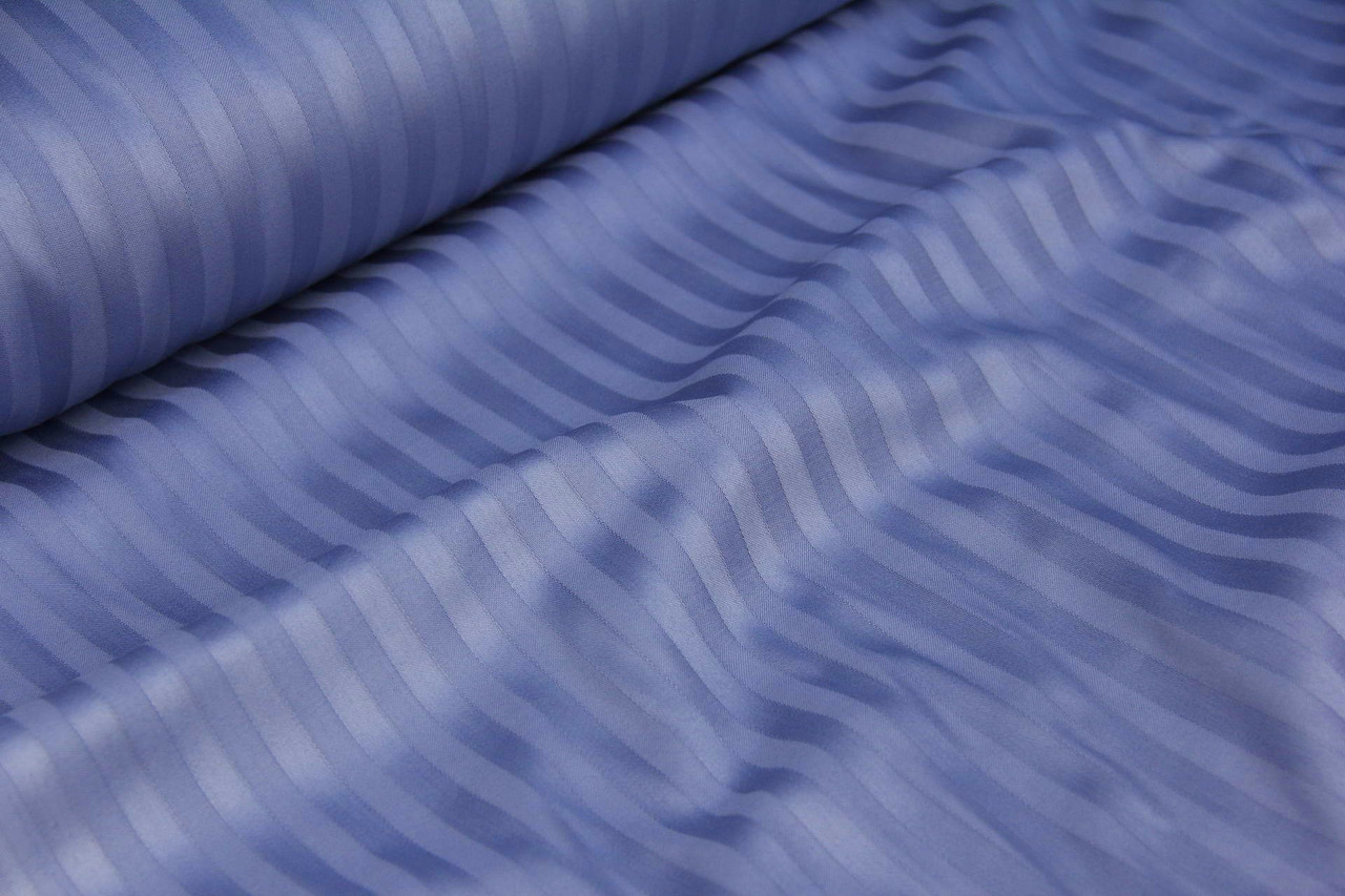 Полуторне простирадло на резинці 120х190х20, страйп-сатин кольору індиго