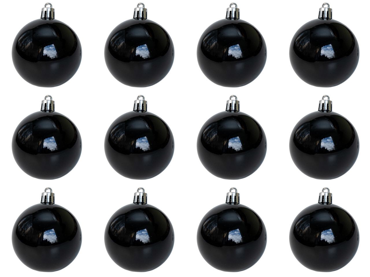 Набір ялинкових іграшок - кулі, 12 шт, D6 см, чорний, глянець, пластик (892098), фото 1