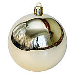 Набір ялинкових іграшок - кулі, 6 шт, D8 см, шампань, глянець, пластик (892272), фото 2