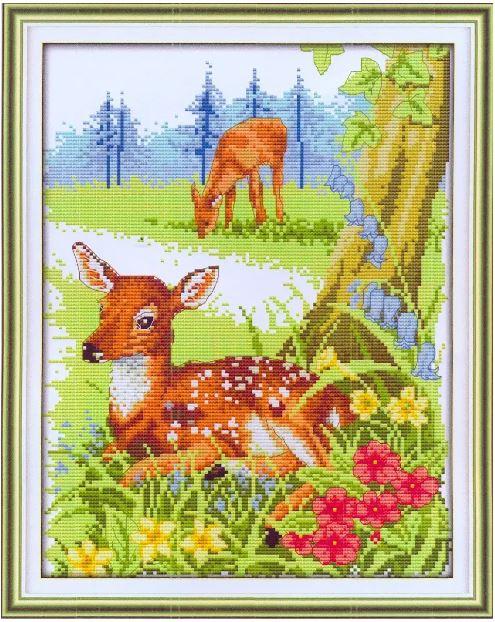 Набір для вишивання за нанесеною на канву схемою "Deer" .AIDA 14CT printed, 29*36 см