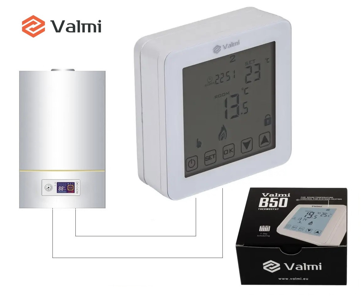 Терморегулятор для котлів Valmi B50 (програмований термостат для газових та електричних котлів)