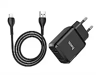 Зарядное устройство 220В USBx2 с кабелем USB - Lightning Hoco N7 Speedy