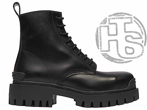 Жіночі черевики Balenciaga Strike Lace Up Boot Black (с мехом) 589338WA9601000