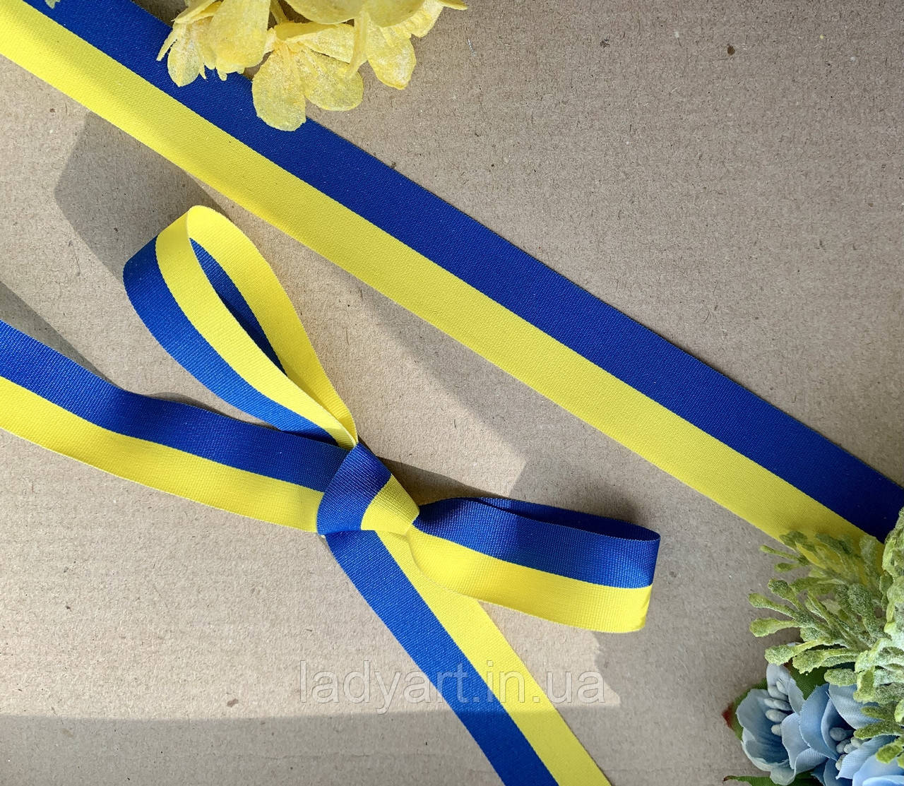 Стрічка репсова з малюнком 2,5 см "Прапор України" оптом