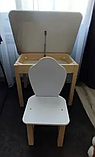 Набір стіл з відкидною столешнею та стул з фігурною спинкою білого кольору, для дітей (зріст 116-130см), фото 6
