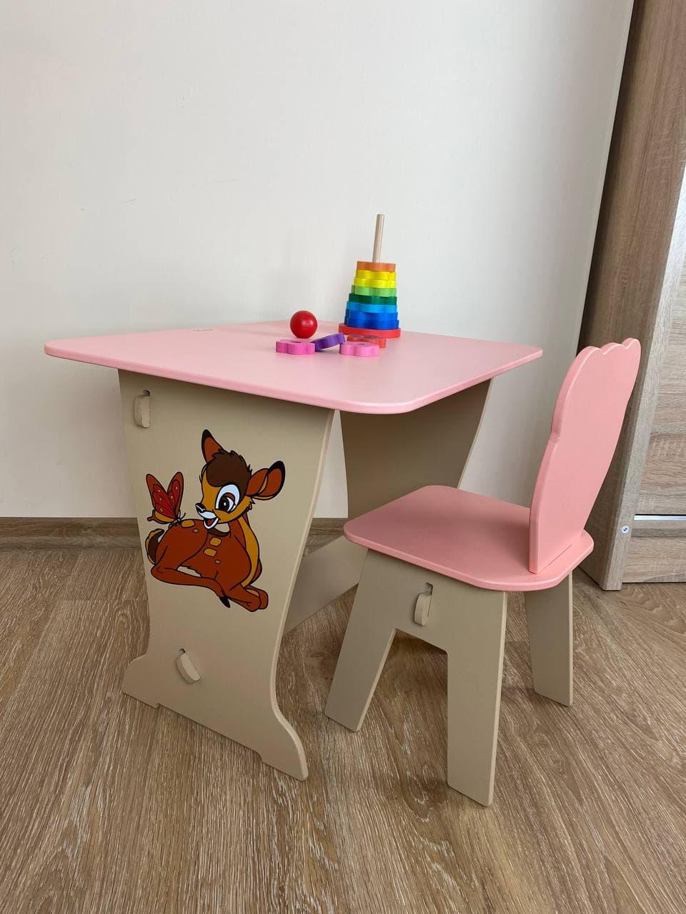 Рожевий дитячий стіл-парта зі стулом фігурним, фото 1