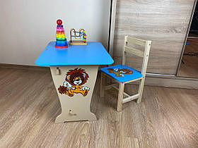 Набір стіл прямокутний та стул блакитного кольору (для дітей ростом 100-115 см)