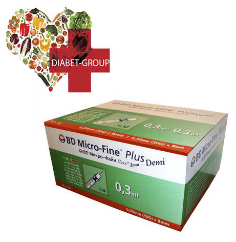 Шприц Мікро Файн Плюс Демі (Micro Fine+) Demi 0,3 мл U-100 0,30 (30G)*8 мм, фото 1