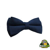 Классическая галстук бабочка на шею размер 10.5 х 5.5 см из полиэстера RomVit Темно-синего цвета