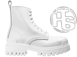 Жіночі черевики Balenciaga Strike Lace-Up Boot White (с мехом) 590974 WA967 9011