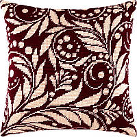 Набор для вышивки подушки крестом Цветочные узоры Страмин с пряжей Zweigart полукрест 40х40 см