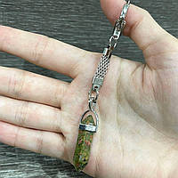 Натуральний камінь Яшма Геліотроп - кулон кристал шестигранник на брелоку для ключів - подарунок хлопцю, дівчині