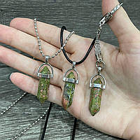 Натуральний камінь Яшма Геліотроп кулон маятник у вигляді кристала шестигранника оригінальний подарунок хлопцю, дівчині