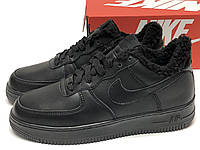 Зимние Мужские Кроссовки Nike Air Force 1 Winter Black (Мех) 41-42-43-44-45