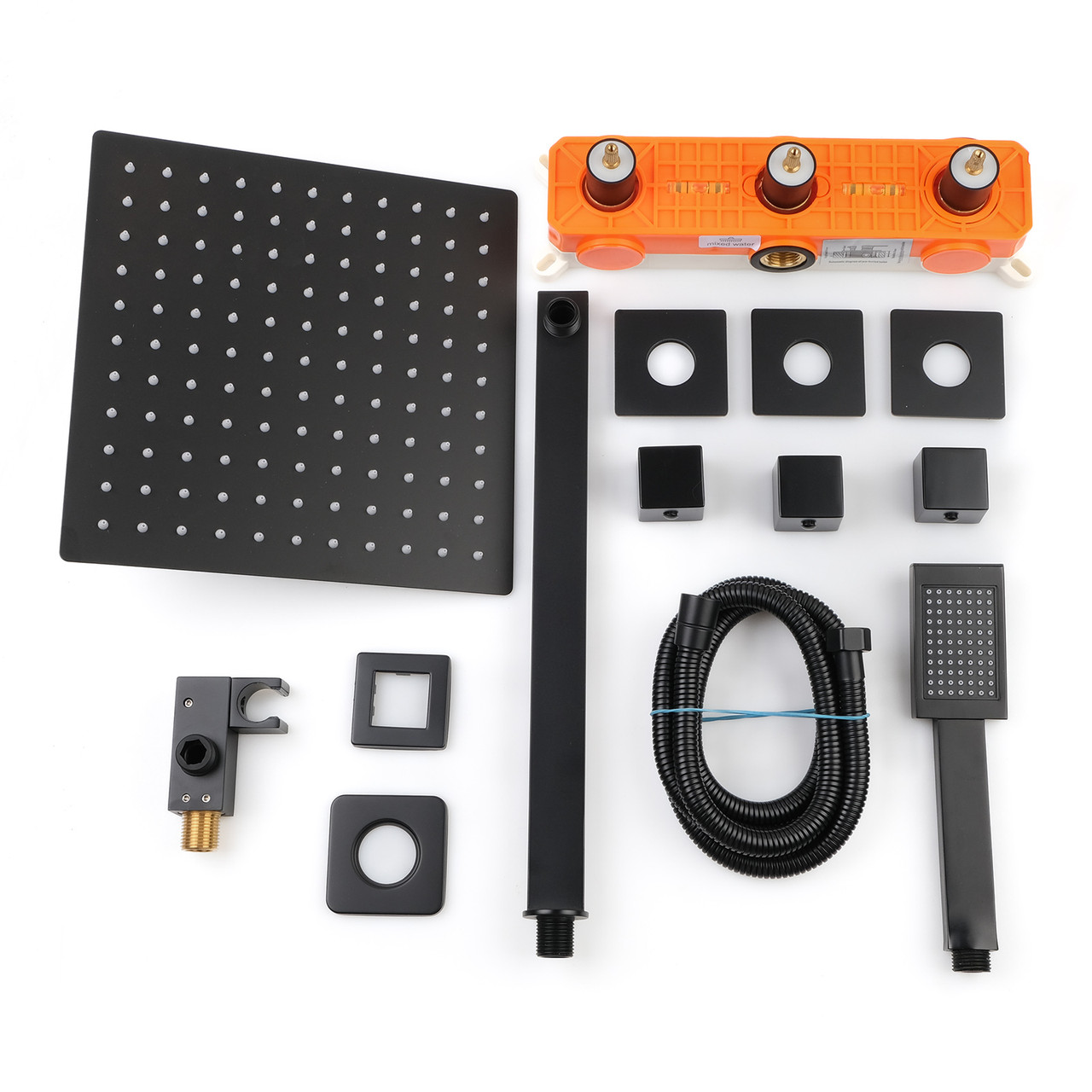 Система для душу прихованого монтажу BSKV-20 в чорному матовому кольорі.