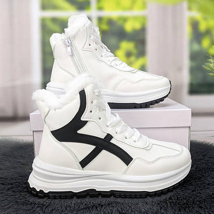 Черевики жіночі зимові спортивного типу білі на хутрі 4265, фото 1