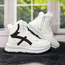 Черевики жіночі зимові спортивного типу білі на хутрі 4265, фото 4